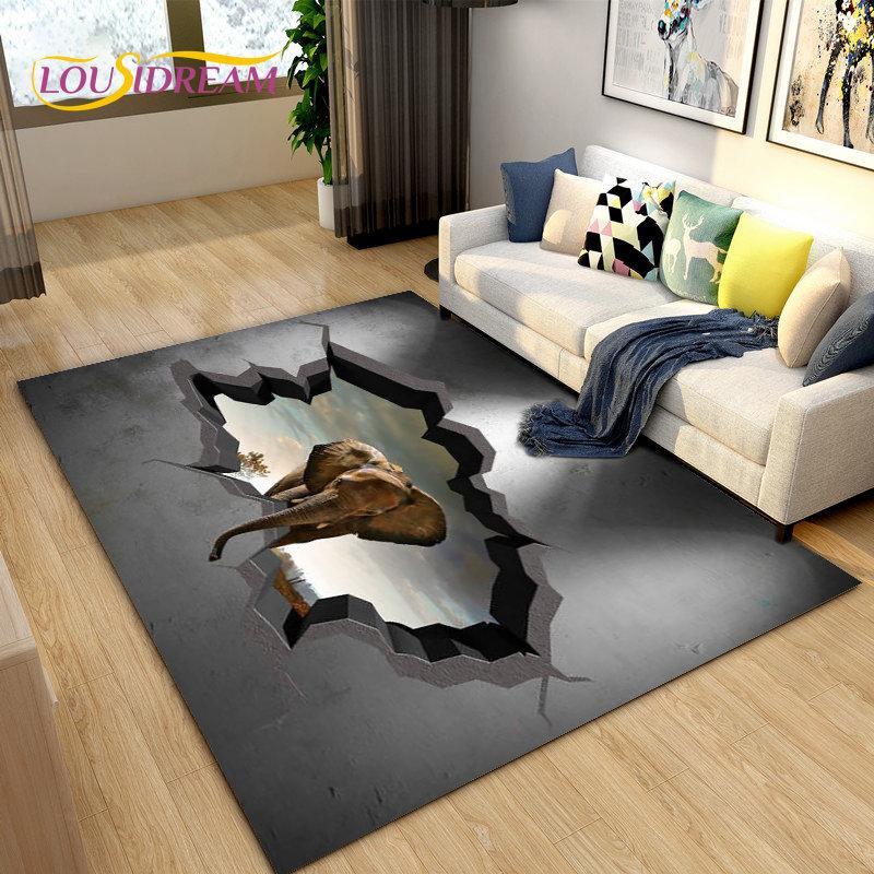 3D Illusion Animal,Zoon,Beast Area Rug Large,Carpet for Living Room Bedroom Sofa,Kitchen Doormat Non-slip Floor Mat Tapis Salon