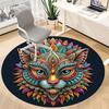 1pc Cats Mandala Office Round Area Rug, Indoor Mat Suitable For Office, Under Office Chairs Bedroom Living Room Home Decor, Room Deco