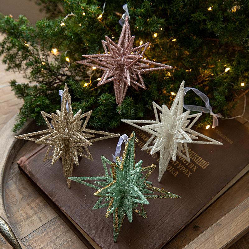 Christmas 3D Star Pendant Christmas Ornament Exploding Star Christmas Tree Pendant Atmosphere Decoration Supplies