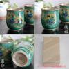 Waza no Kura Stylish Pair of Kutani Ware Green Circle Brand Japanese Made in Perfect for Wedding 60th 70th 77th 80th 88th Gift Teacups, Pattern,