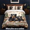 Teddy Bear Theme Custom Text Or Name 3Pcs Bedding Set,1 Flat Sheet & 2 Pillowcases Personalized Home Bedding