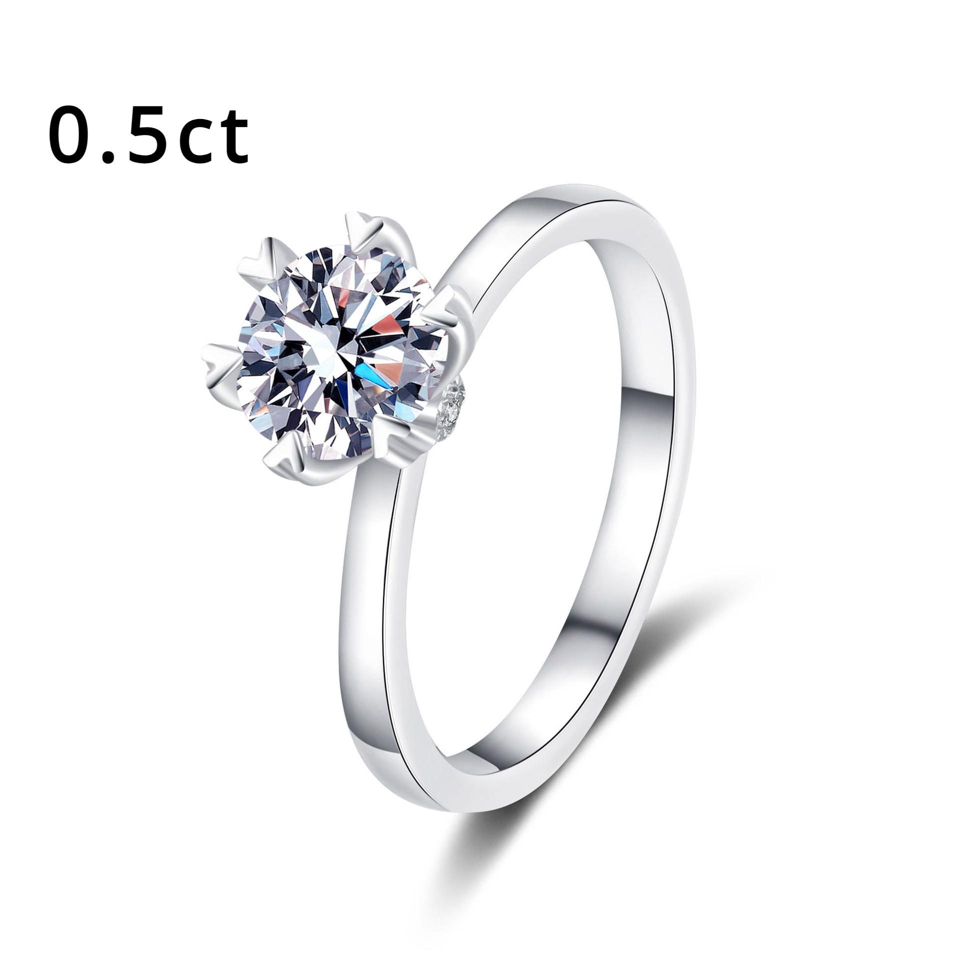 

Женское кольцо из стерлингового серебра S925, кольцо с шестью когтями в форме сердца из муассанита, кольцо с позолотой pt950 9