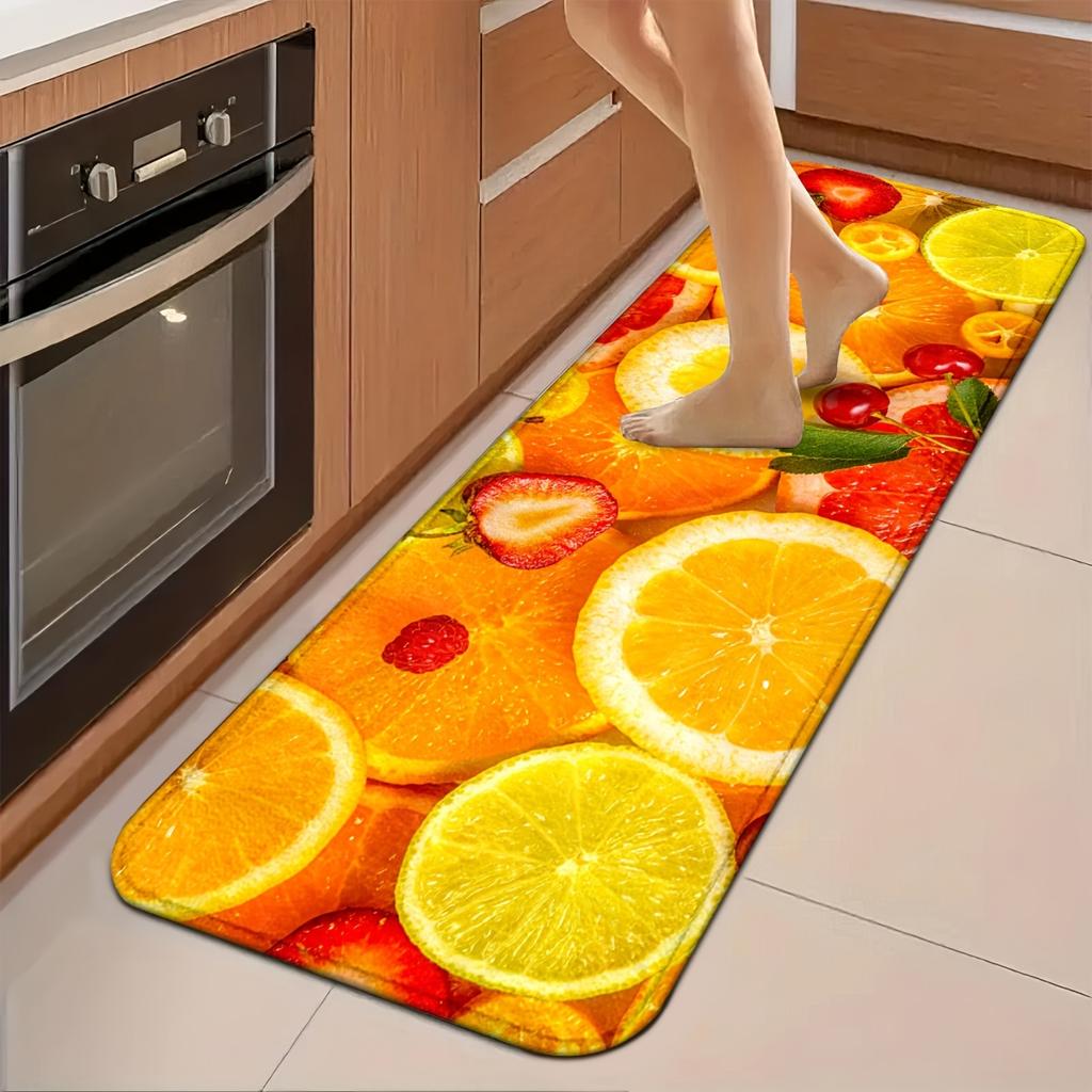 1Pcs Anti Fatigue Kitchen Rugs,  Luxury Fruit Print Waterproof Non-Slip Thick Cushioned Kitchen Mat Heavy Duty Comfort Standing Mat for Kitchen