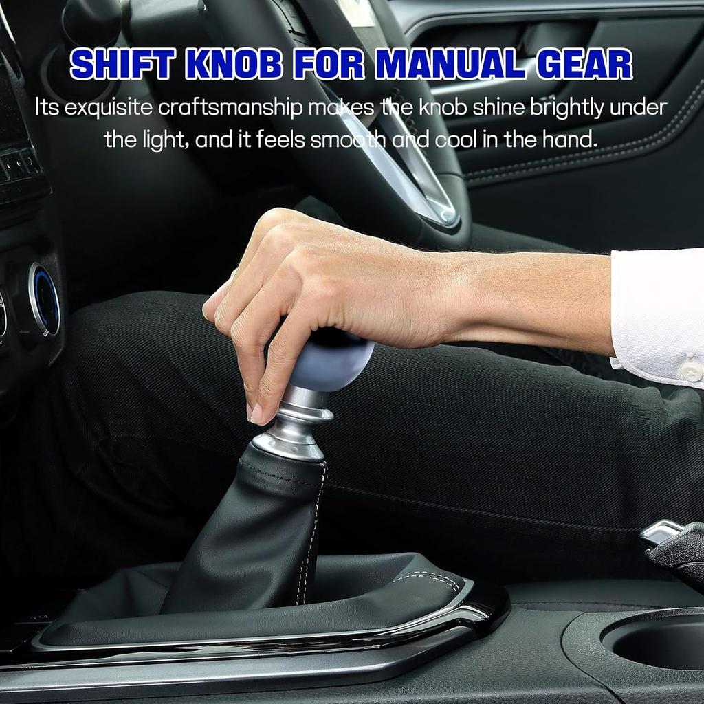 Round Ball Shift Knob, Aluminum Alloy Car Gear Shift Knob, Stick Shifter Knobs Head, Universal Shifter Knobs with 3 Adapters (M8, M10, M12), Fits