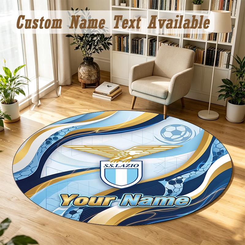 Round Rug Custom NameLazio FC Pattern Non Slip Carpet Home Floor Decor