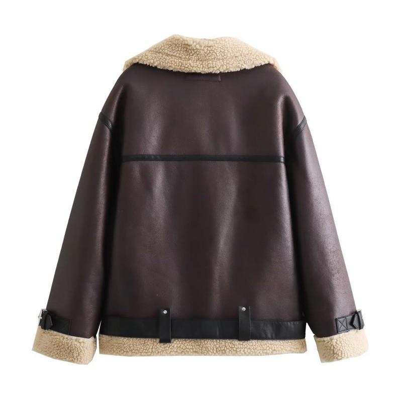 Damen Übergroße Wendbare Kunstpelzjacke Mit Reißverschluss Streetwear Stil