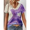 Fashion Women's V-Neck Short Sleeve 3D Casual Color Printing Casual Short Sleeve V-Neck T-Shirt