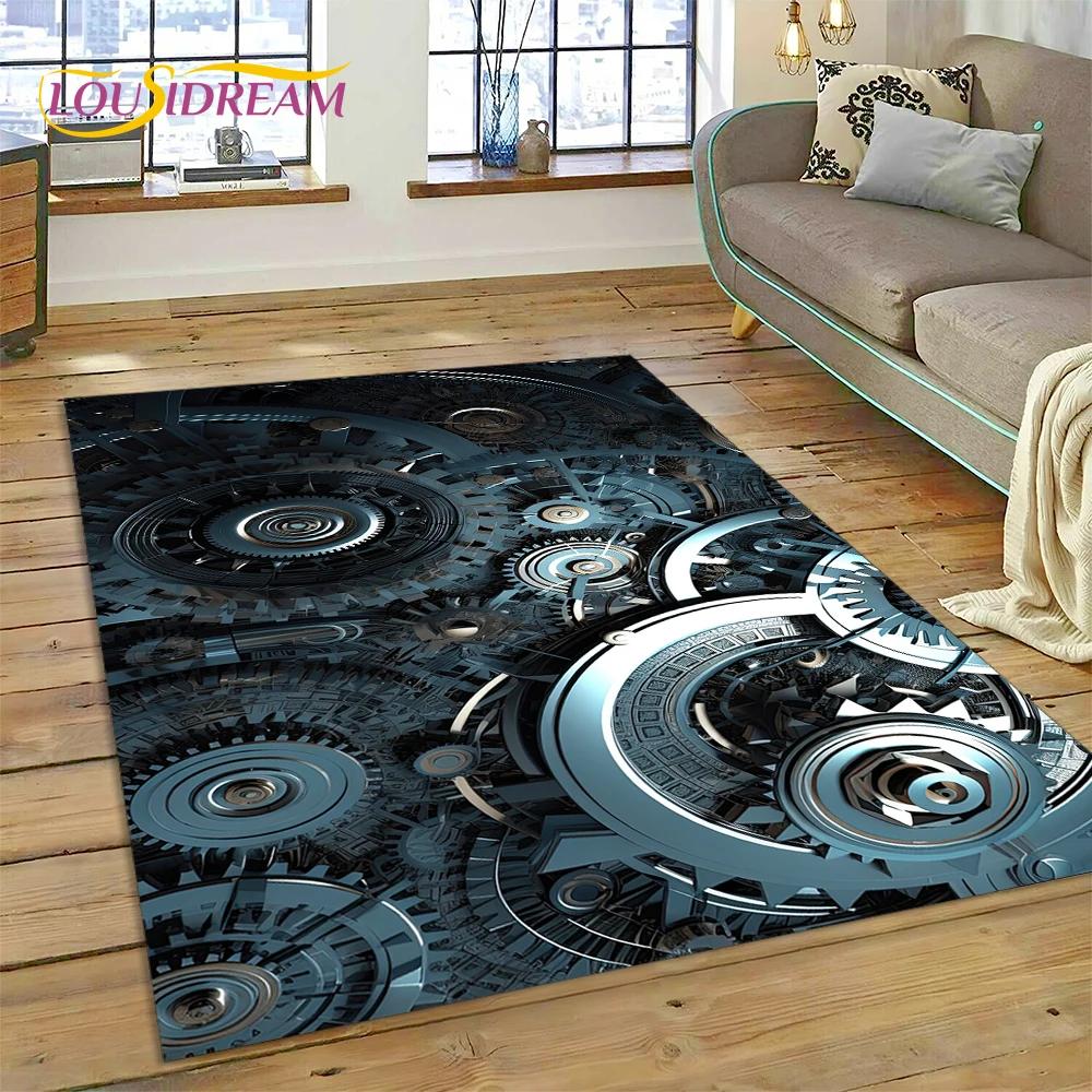 3D Mechanical Cogs Gears Steampunk Rug Carpet for Living Room Bedroom Decor,floor Mat Non-slip Decoration for Sofa Doormat Gifts