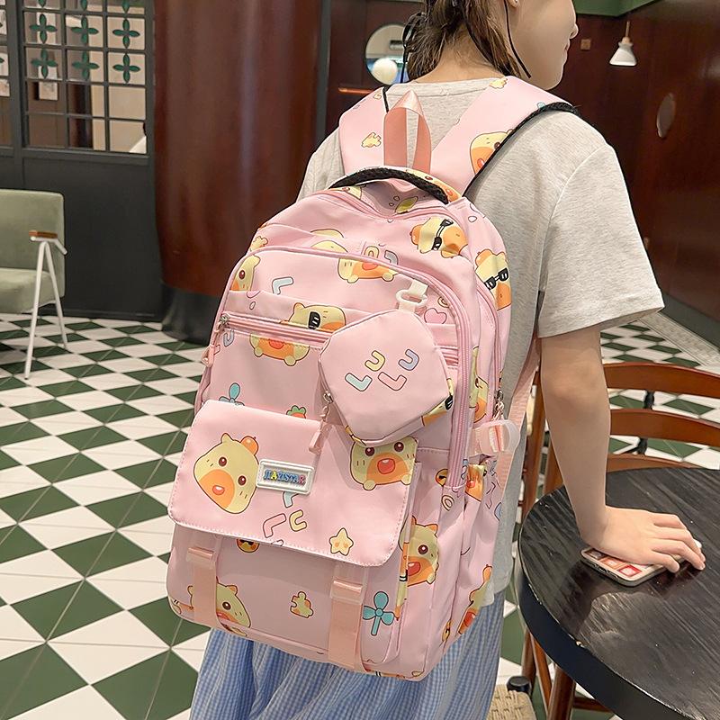 Cartoon Print Student Schoolbag Women's Backpack Large Capacity Backpack