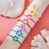 Bohemian Handmade Rice Beads Polymer Clay Flower Anklet for Women Summer Beach Bright Color Egg Flowers Ankle Bracelet Jewelry