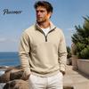 Versatile Weekend Wear Mens Quarter Zip Sweatshirt, Stand Collar Athletic Fleece Pullover, Ribbed Hem Cuffs, Casual Streetwear Hoodie Long Sleeve