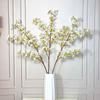 Artificial Cherry Flower Branch 4 Pronged Romantic False Flower Branch Decoration for Home Living Room Bedroom White