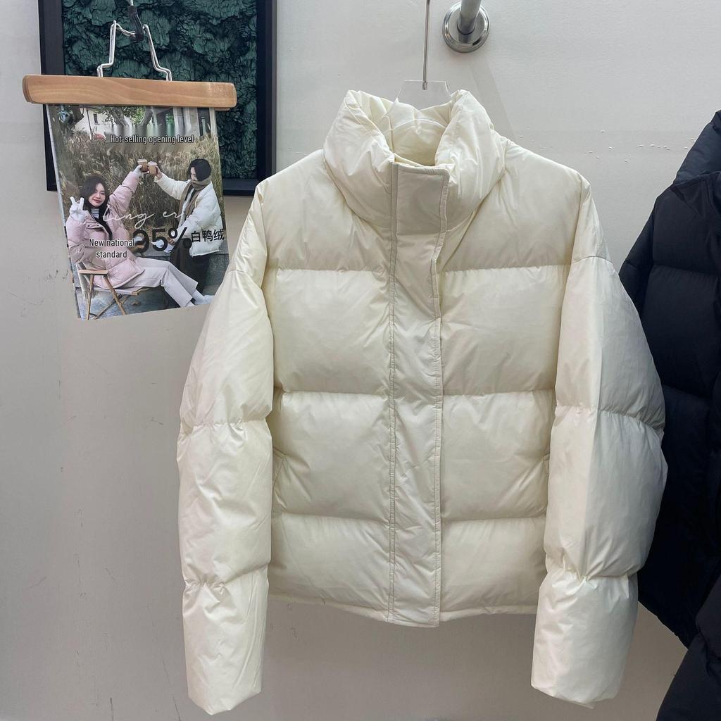 2025 Women's Petite Thickened White Duck Down Jacket - Short Stand-Up Collar