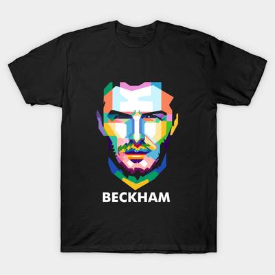 Men Black Print T-shirt David Beckham No-Cut Transfer Paper Print Cotton Tshirt