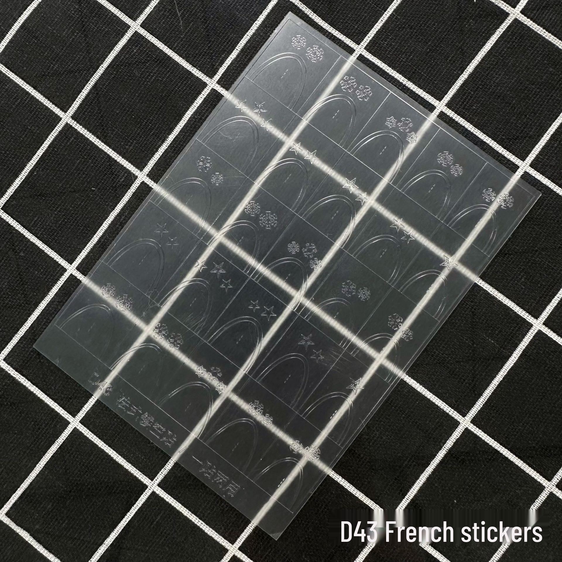 French Nail Art Star & Snowflake Template: Double-Sided Transparent Stickers for Hollow & Spray Designs