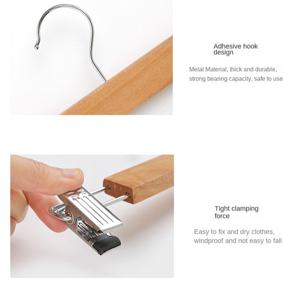 No Trace Solid Wooden Hanger Wood Trouser Hanger with Clip High Quality Pants Clips