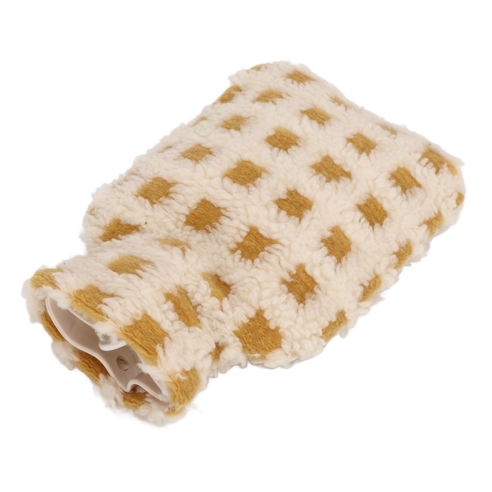 

Plush Hot Water Bottle 1000ml with Plush Cover PVC Liner Anti Scalding for Home Travel Office Beige бежевий
