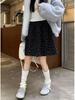 Korean Style Floral Woolen A-line Skirt - 600g Short, Puffy Umbrella Design for Women