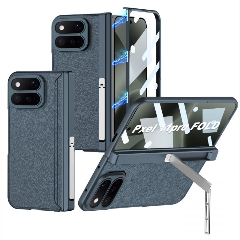 Magnetische Leder-Haptik Handyhülle Mit Seitenständer Google Pixel 11 Pro Fold Stoßfest PC-Abdeckung In Schwarz Grün Carbon
