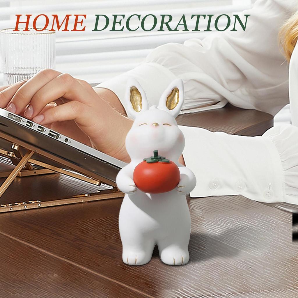 Rabbit Figurine Collectible Home Decoration Animal Figure Cartoon Rabbit Statue For Bedroom Hallway Desk Shelf Table Bookshelf