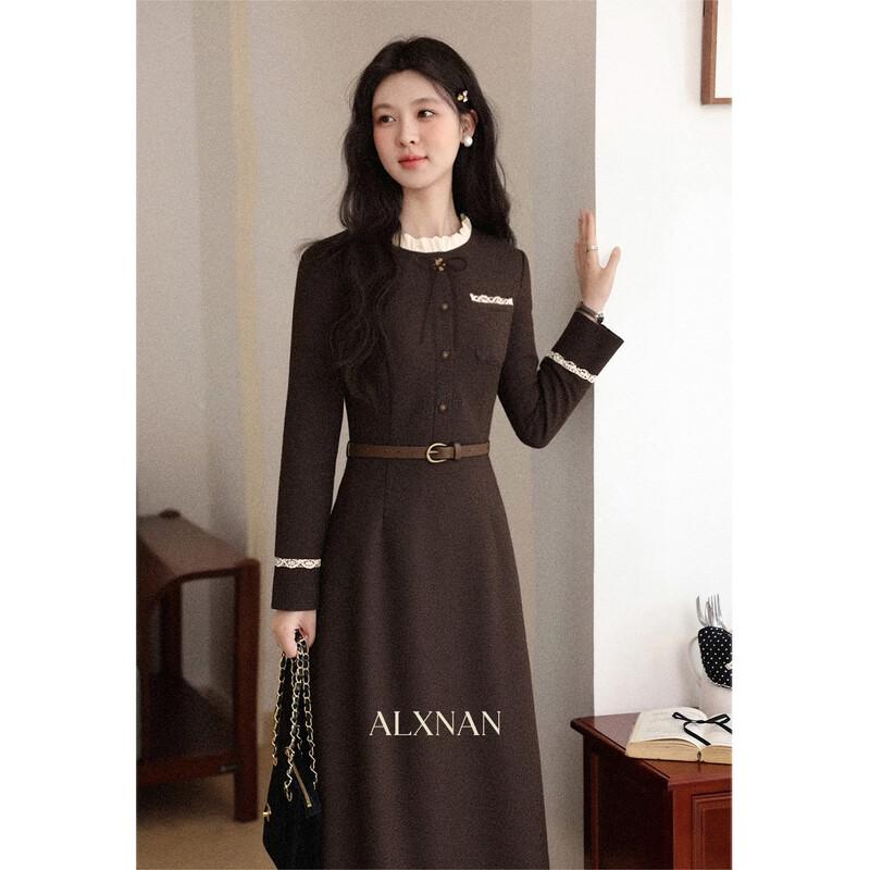 Elegant French Style Wool Blend Dress M