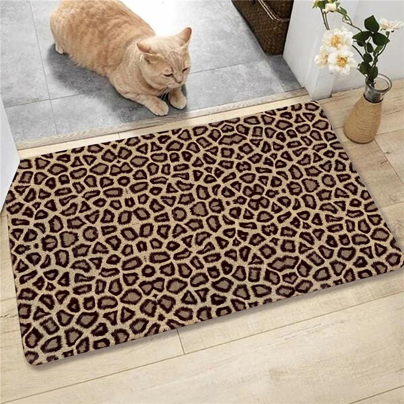 Fashion Animal Leopard Zebra Cow Deer Pattern Carpet Soft Carpets Rug Entrance Anti-slip Floor Mats Water Absorption
