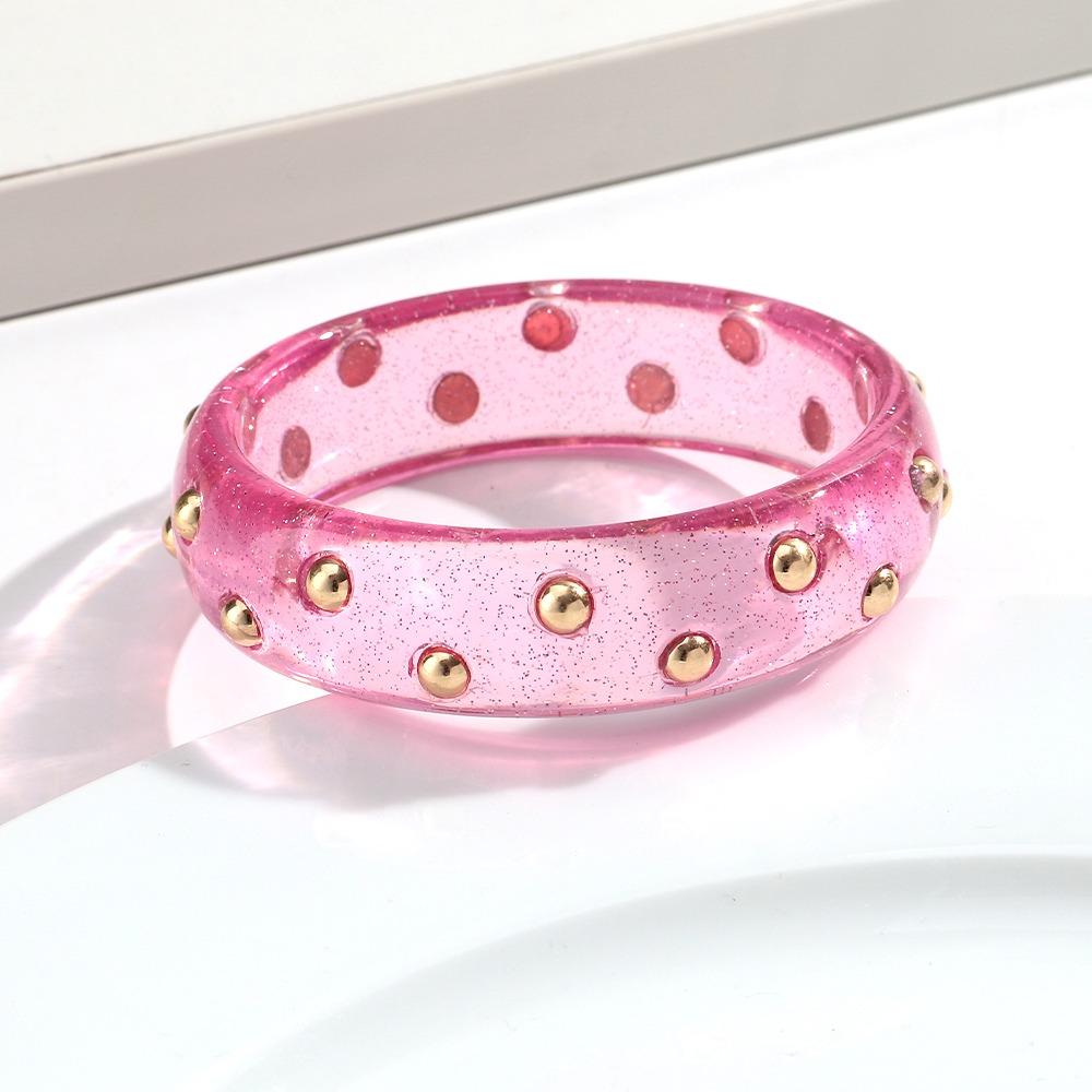 Glitter Metal Studded Bangle Adjustable Statement Bracelet Vintage Wide Bangle Women