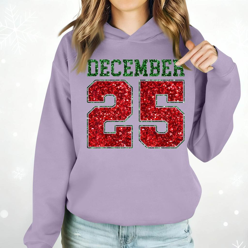 Ladies Fashion Casual Long Sleeve Printed Round Neck Hoodie Pullover Top