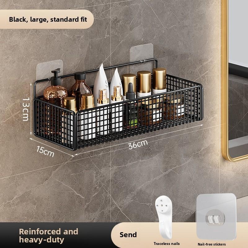 Modern Minimalist Bathroom Wall Shelf With Carbon Steel Material For Storage And Organization