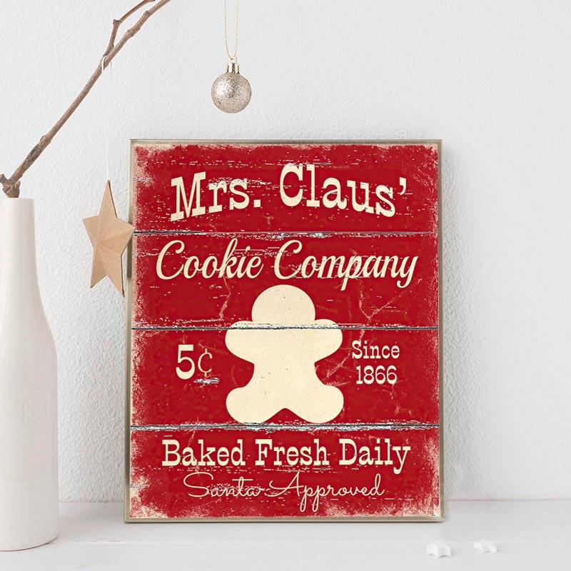 Christmas Wall Art Print Hot Chocolate Candyland Express Gingerbread Bakery Sign Poster Vintage Canvas Painting Kitchen Decor