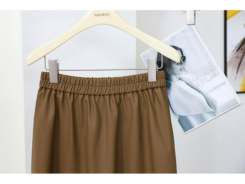 Damen Midirock in A-Linie mit hoher Taille aus PU-Leder – Schlankmachend, vielseitig, perfekt für Herbst und Winter