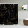 1/4 Marble Veining Shower Curtains, Toilet Seat Decoration, Shower Curtain With Carpet And Toilet Lid, 70.8X70.8 Inch