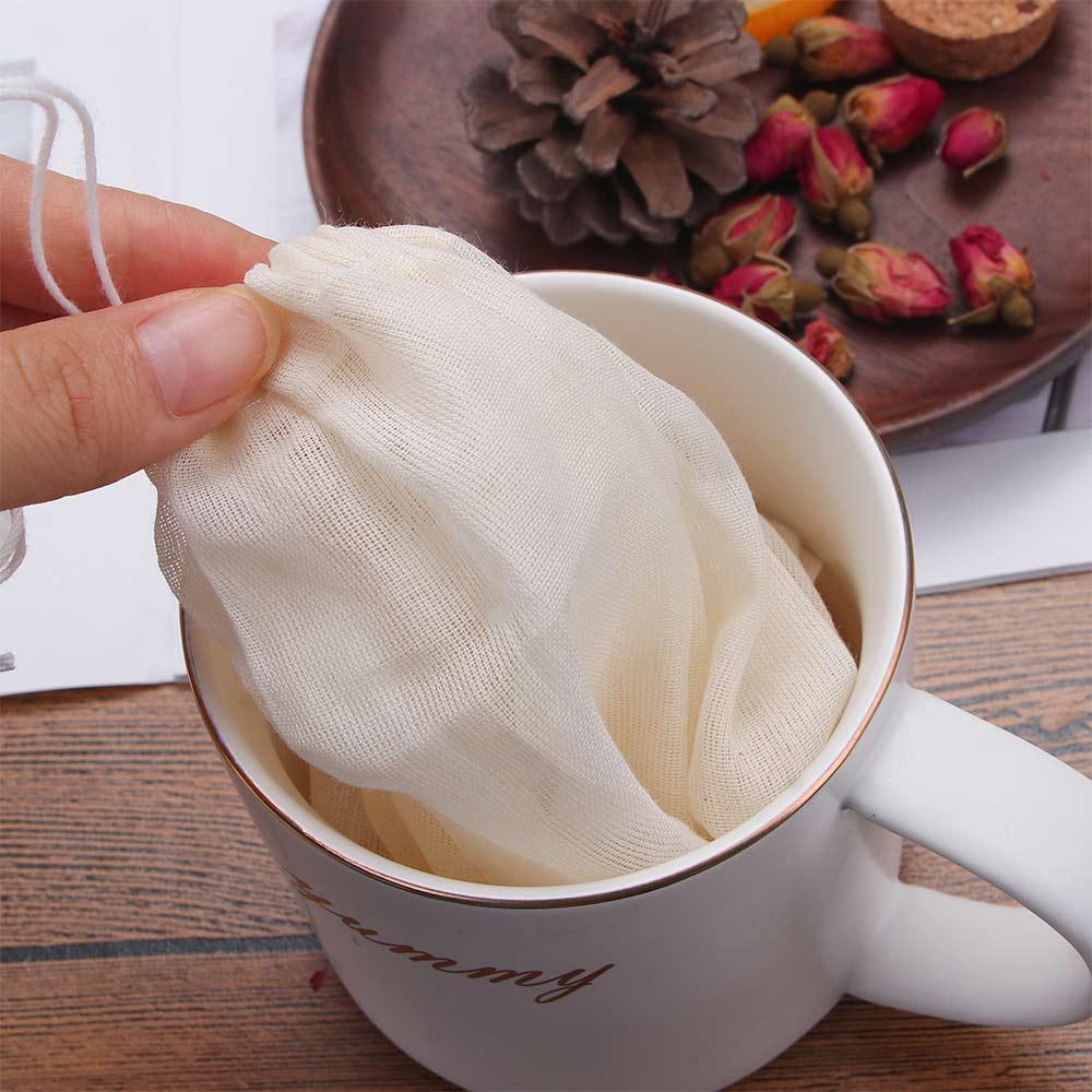 Large Cotton Drawstring Reusable Tea Filters Bags Muslin