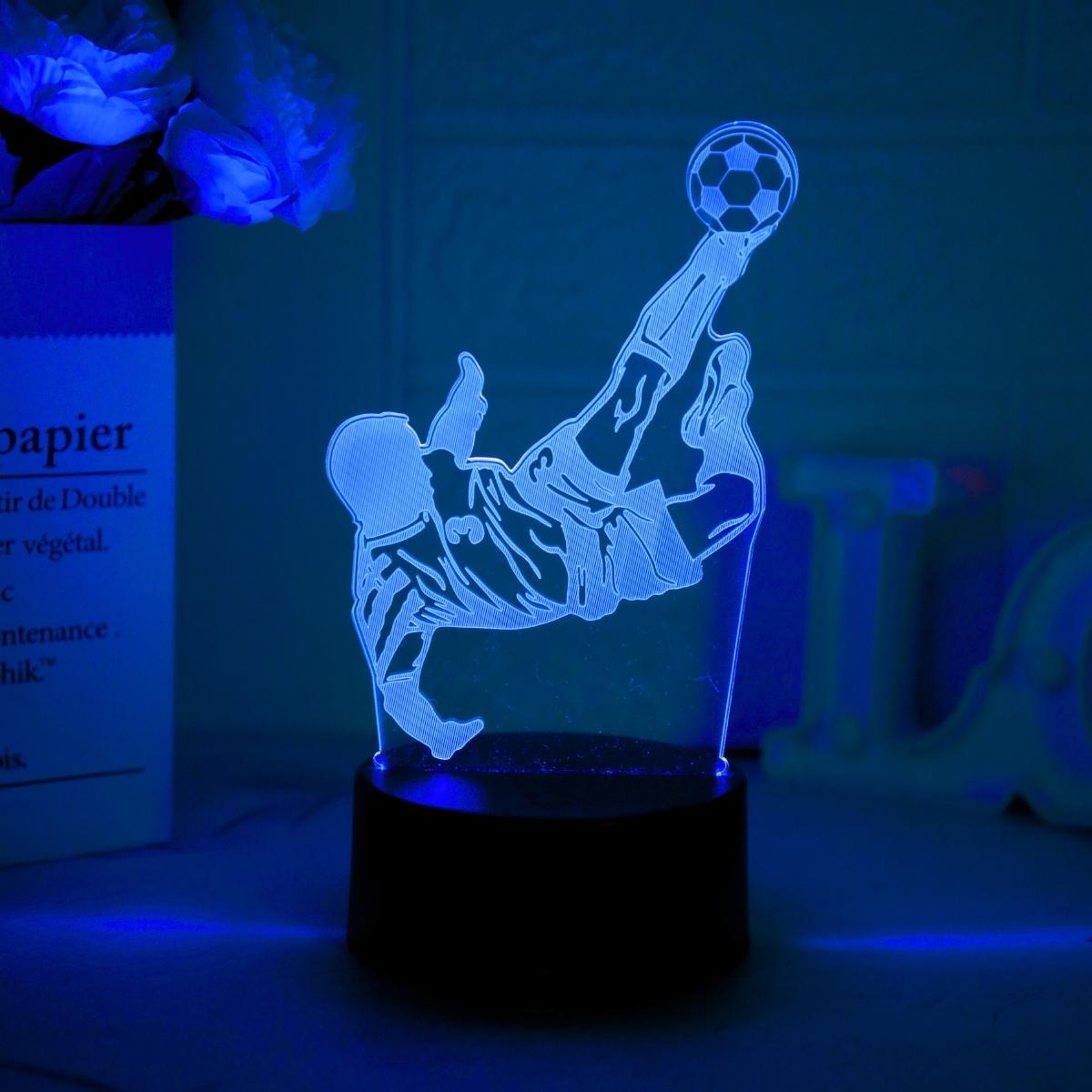 3D креативная 7-цветная ночная лампа футболиста, спортивное украшение, украшение для дома, креативная настольная лампа black