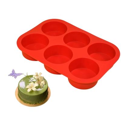 Lebensmittelechte Silikon-Backform mit 6 zylindrischen Vertiefungen, ideal für Kuchen und Desserts, hitzebeständige und ungiftige Materialien