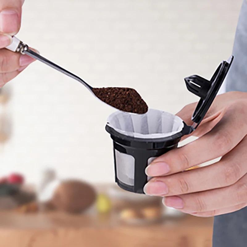 Reusable Refillable Coffee Capsule Filter Cup Kit Compatible with K Cup Mini Plus, Reusable K CUP Coffee Filter Coffeeware