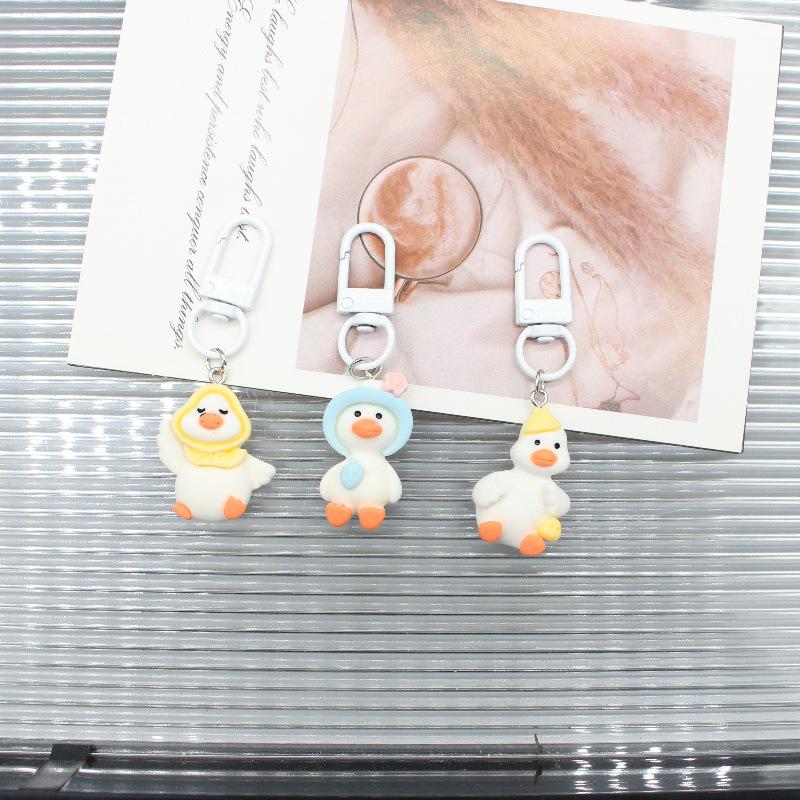 Cross-border Cute Cartoon Duck Keychain Pendant - Creative Bag & Phone Charm for Couples