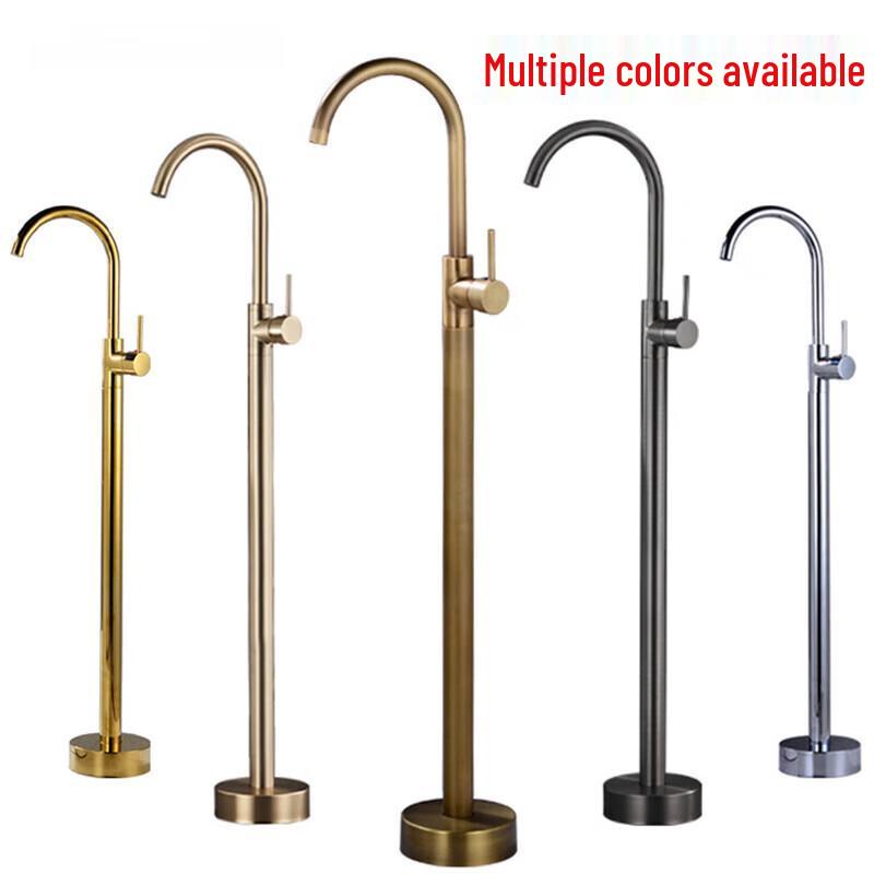 Golden Wall-Mounted Bathtub Faucet with Handheld Shower
