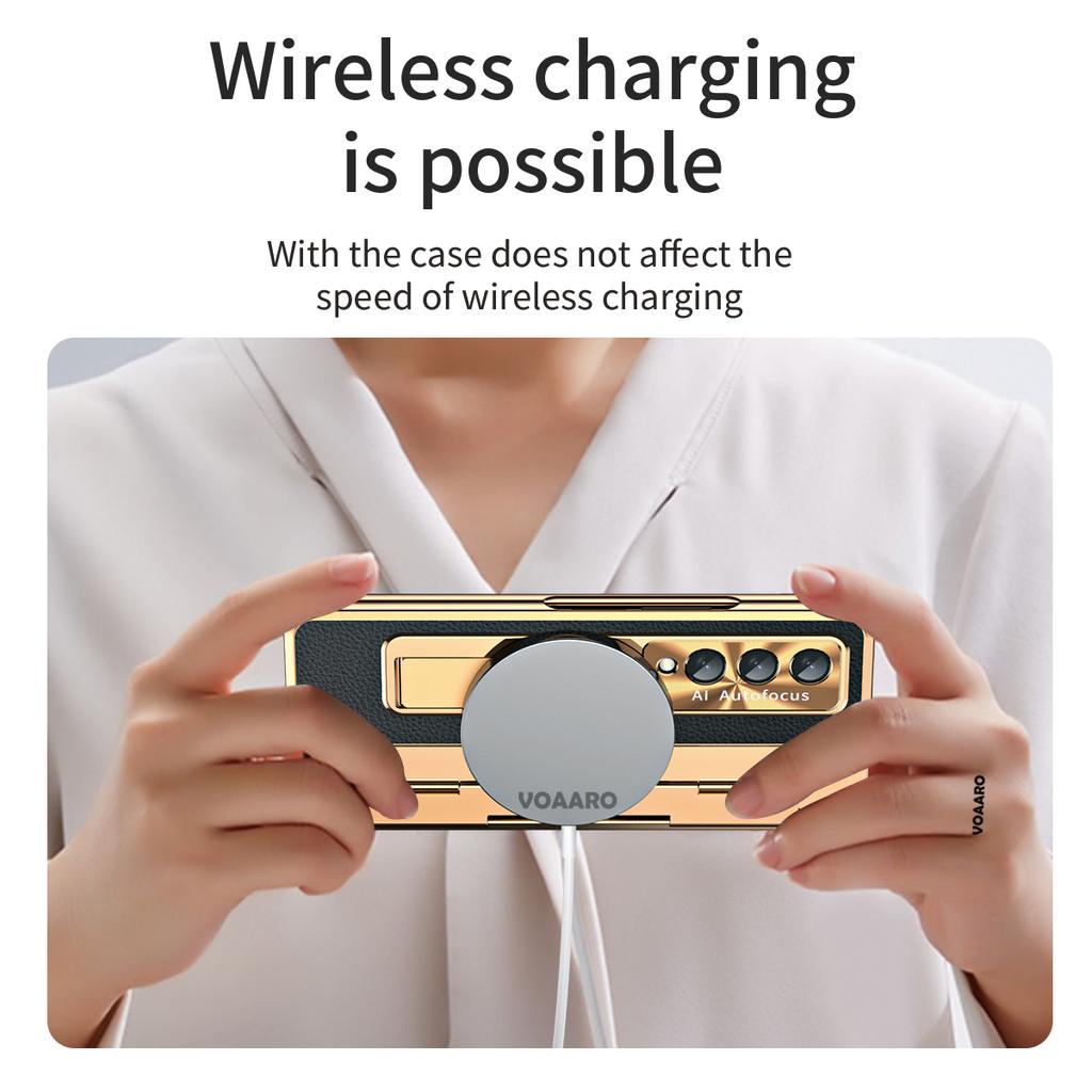 Nivellierung Scharnier Schutz Funda Für Samsung Galaxy Z Fold 4 Fall Überzug Leder Ständer Halter Abdeckung Mit Front Bildschirm Glas film