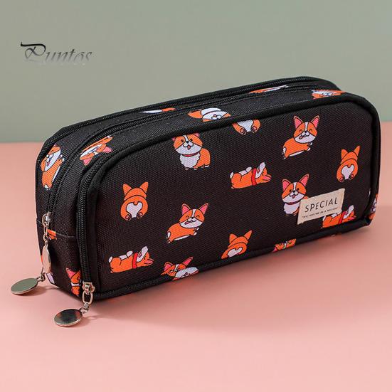 Plátěný penál velké kapacity se zapínáním na zip, vícevrstvý držák na pera, pouzdro, organizér na psací potřeby