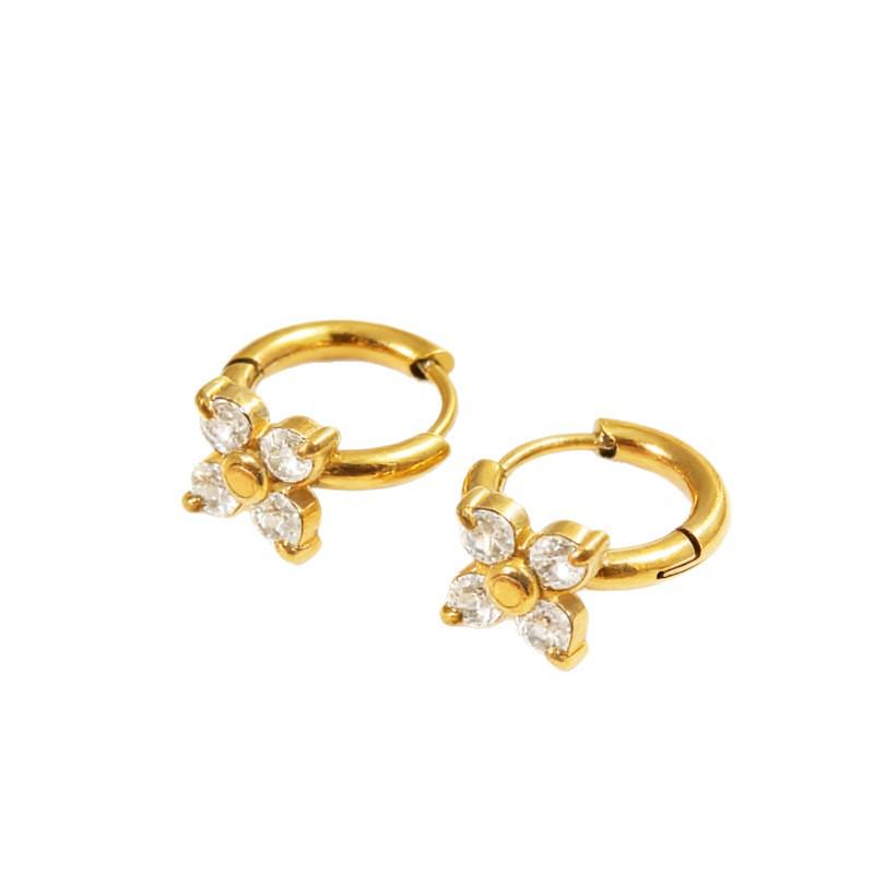18K Gold-Plated Titanium Steel Clover Earrings - Non-Fading, High-End Women's Ear Jewelry