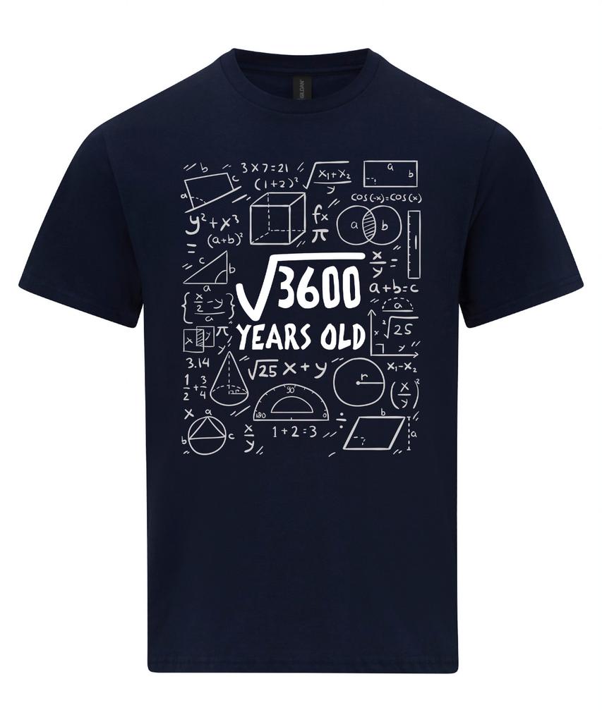Square Root of 3600 60 Year Old 60th Sixty Birthday Gifts Math TShirt