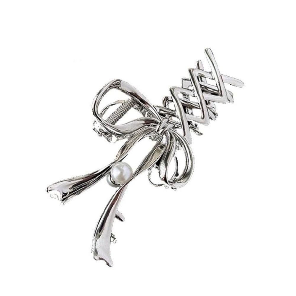 Vintage Ribbon Bow Hair Claw Zinc Zinc Alloy Balletcore Hairpin Retro Bowknot Hair Clip Makeup Hair Clips