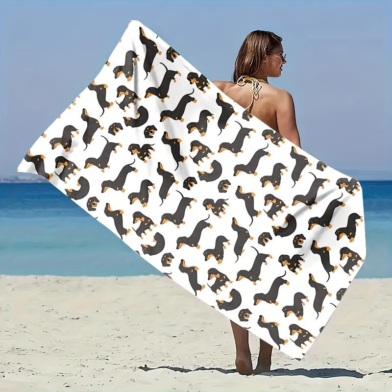 

Dachshund Pattern Beach Towel, Versatile for Seaside Swimming Pool Bathroom Camping Travel Yoga Fitness W40*H60(CM)