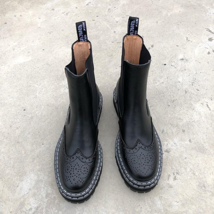 Fashion NEW Autumn Women Boots Genuine Leather Shoes for Women Round Toe Chunky Heel Shoes Platform Brogues Motorcycle Boots Daily Shoes