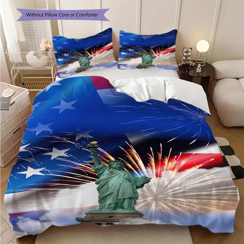 Statue of Liberty, USA Bedding, Duvet Cover, Pillowcase, Home Decoration, Birthday Gift (1 * Duvet Cover+2 * Pillowcase, Coreless)