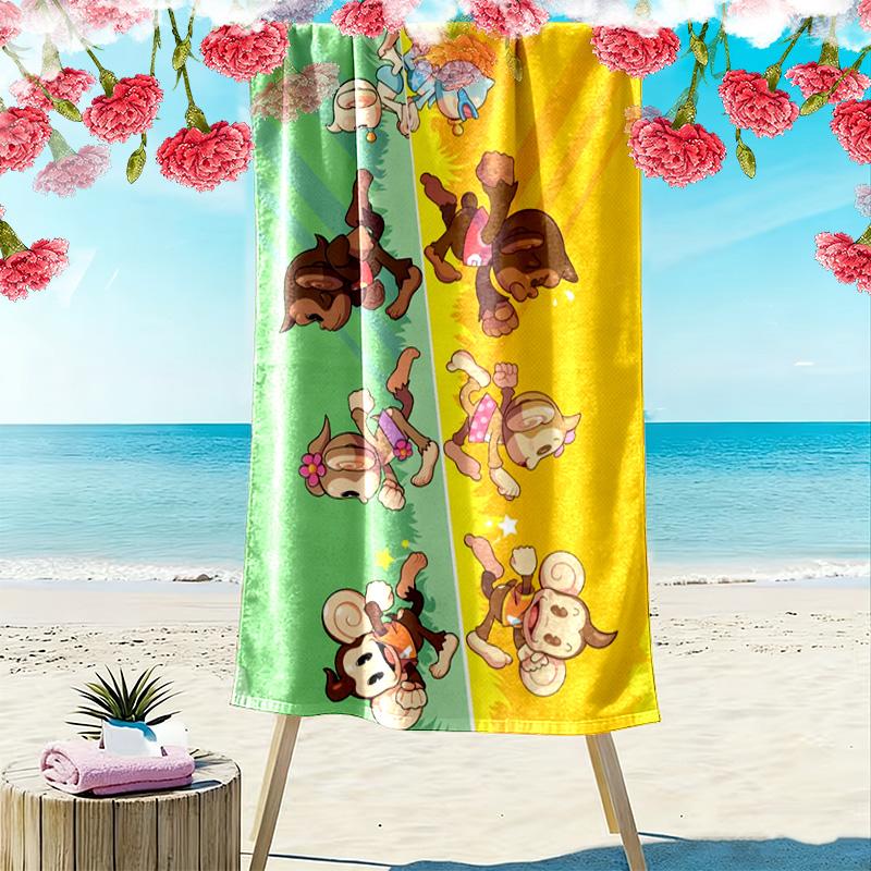 Super Monkey Ball 2D Flat Print Beach Towel, Large Soft Quick Dry Towel for Beach Camping SwimmingDSTJ0925338