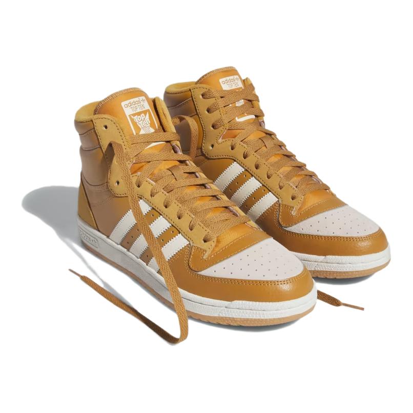 Adidas Originals Top Ten Synthetic Leather Comfortable Durable High-Top Kids Sneakers Kids Sneakers Yellow White IF2707