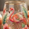 Bicchiere da cocktail Farfalla Fenicottero, Tazza Giardino Fiorito Dipinta a Mano, Bicchiere da Vino Succo con Bordo Dorato, Regalo Unico per Lei