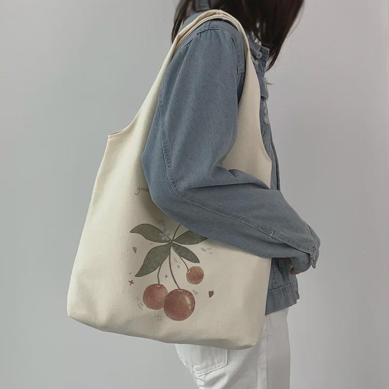 Women's Large Capacity Simple Style Canvas Shoulder Bag – Japanese and Korean Influence